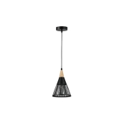 LAMPA WISZĄCA 1XE27 HIRA CZARNY DREWNO 0023