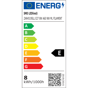 $ ŻARÓWKA E27 LED FILAMENT 8W NW ML A60 4519