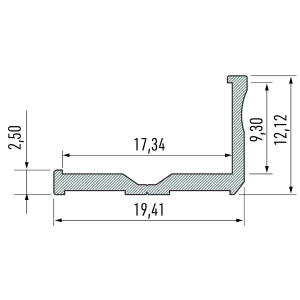 PROFIL ALU. LED TYP-E INOX 1M