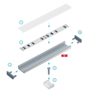 PROFIL ALU. LED TYP-D CZARNY 1M