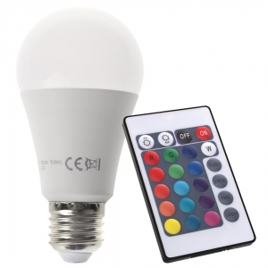 ŻARÓWKA E27 LED SMD RGB 10W + PILOT