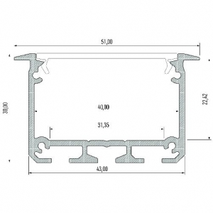 PROFIL ALU. LED INSO ANODOWANY 3M