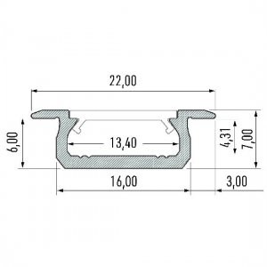 PROFIL ALU. LED TYP-Z SUROWY 3M