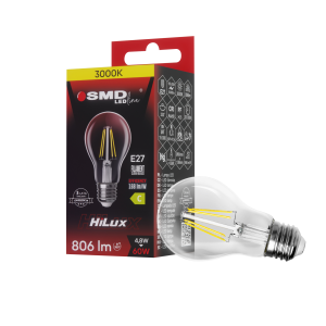 $ ŻARÓWKA E27 LED FILAME 4,8W WW CLEAR HiLux 4960